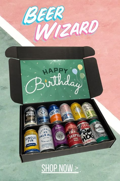 Beer Wizard Birthday Dozen Shop Now Beer Birthday Gifts, Gift Box Ideas For Men, Acorn Gifts, Beer Basket, Husband 40th Birthday, Subscription Boxes For Men, Craft Beer Gifts, Gift Ideas To Buy, Beer Box