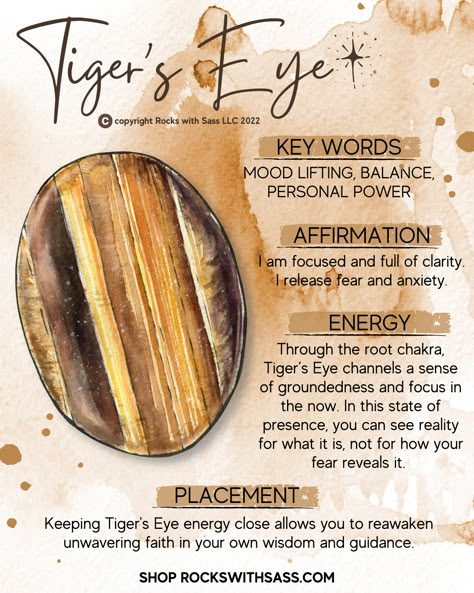 Tiger Eye Properties, Crystals Tigers Eye, Tiger’s Eye Crystal Meaning, Tiger’s Eye, Tiger Eye Crystal Meaning, Tigers Eye Affirmation, Crystal Affirmations, Tigers Eye Crystal, Crystal Healing Chart