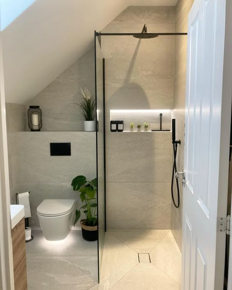 OurBamburghBuild on Instagram: "Still pinch ourselves when we walk into our en-suite! #ensuite #ensuitebathroom #ensuitedesign #walkinshower #wetroom #keepmoathomes #keepmoatbamburgh" Ensuite Walk In Shower Ideas, Ensuite Room Ideas, Wc With Shower Ideas, Square Ensuite Bathroom Ideas, Neutral En Suite Bathroom, Ensuite Shower Room Ideas Walk In, Small Loft Ensuite, En Suite Loft Conversion, Small Bathroom Ideas Shower Only Corner