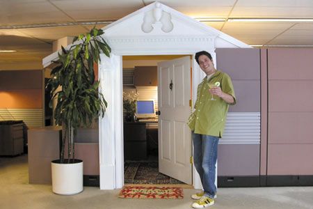 "How to Upgrade your Cubicle (and Your Career)" by Keith Pandolfi, This Old House online   (this is too funny!) Cubicle Door Ideas, Cubicle Upgrade, Cubicle Door, Cubicle Decorations, Cubicle Ideas, Cube Decor, Cubicle Makeover, Work Cubicle, Cool Office Space