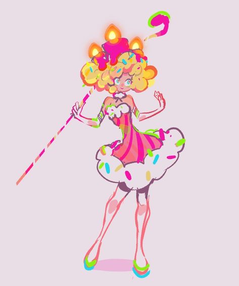 Candyland Character Design, Lollipop Character Design, Candy Themed Character Design, Birthday Character Design, Pie Art Drawing, Candy Artstyle, Birthday Cake Cookie Run, Party Character Design, Cake Character Design