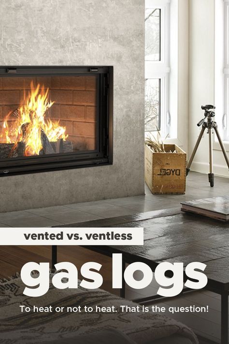 A burning fireplace in a living room. Gas Logs For Fireplace, Gas Log Fireplace Ideas, Ventless Gas Fireplace Ideas, Gas Fire Logs, Ventless Gas Fireplace, Ventless Gas Logs, Vent Free Gas Fireplace, Fireplace Heat, Ventless Fireplace