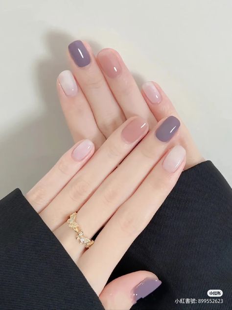 Spring Color Nails Gel, Nail Korean Style Minimal, Nail Gelish, Mauve Nails, Minimal Nails Art, Beauty Hacks Nails, Hello Nails, Subtle Nails, Simple Gel Nails