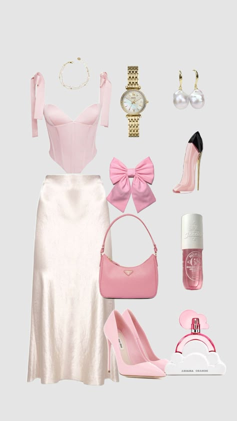 Pink aesthetic outfit #pinkoutfit #pinkaesthetic #soldejaneiro #arianagrandecloud #perfume #ootd #trendy #oldmoney #quirky #corset Pink Corset Outfit Ideas, Old Money Pink Outfit, Classy Pink Outfits, Valentines Day Outfits Pink, Pink Business Outfit, Pink Classy Outfits, Pink Valentines Outfit, Quirky Fashion Aesthetic, Soft Pink Outfits