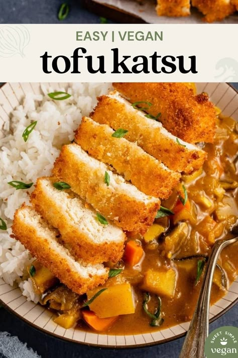 Japanese Katsu, Vegan Japanese Food, Tofu Katsu, Japanese Tofu, Katsu Recipes, Katsu Curry, Pudding Chia, Mapo Tofu, Japanese Curry