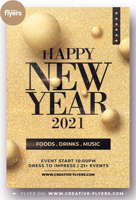 New Year Flyer PSD New Years Sale Design, New Year’s Eve Party Flyer, New Years Graphic Design, Gold Poster Design, New Year Design Graphic, New Year Creatives, New Year Flyer Design, New Year Poster Design, Dance Poster Design