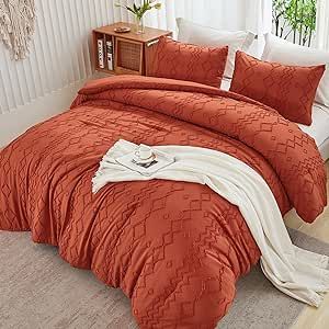 Rustic Bedding Comforters, Tufted Comforter, Shabby Chic Comforter, Shabby Chic Embroidery, Shabby Chic Bedding Sets, Farmhouse Bedding Sets, Orange Comforter, Comforter Sets Boho, Boho Bedding Sets