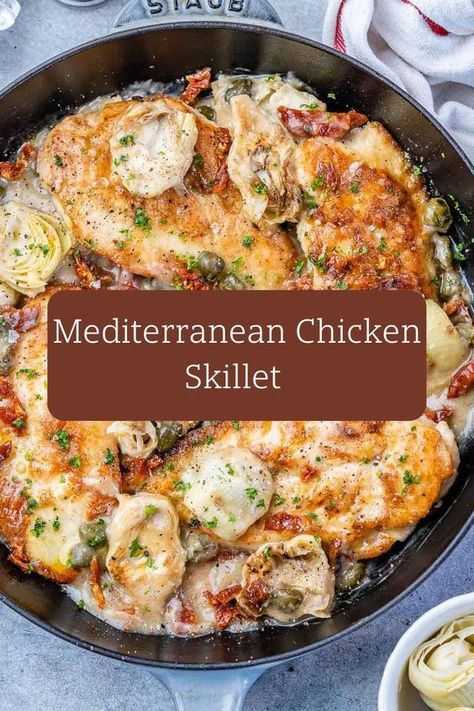 Chicken for dinner! Check out the recipe. Metteranian Chicken, Mediterranean Diet Chicken Recipes Easy, Mediterranean Sunday Dinner, Mediterranean Chicken And Vegetables, Meteranian Chicken, Mediterranean Chicken Dinner Recipes, Mediterranean Meal Recipes, Greek Chicken Recipes Skillet, Chicken Breast Recipes Mediterranean