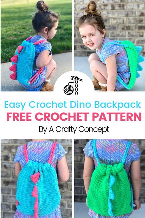 Backpack Crochet, Crochet Dinosaur Patterns, Crochet Backpack Pattern, Dinosaur Backpack, Animal Backpacks, Crochet Backpack, Crochet Dinosaur, Simple Backpack, Pattern Backpack