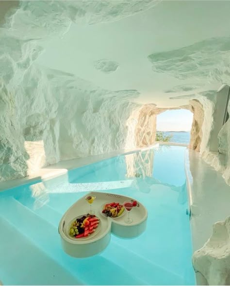 Cavo Tagoo Mykonos, Cave Pool, Greece Honeymoon, Dream Vacations Destinations, Beautiful Vacations, Mykonos Greece, Dream Travel Destinations, Dream Holiday, Explore Nature