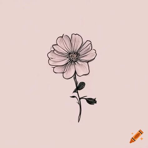 Simple black and white cosmos flower tattoo outline on Craiyon Coreopsis Flower Tattoo, Cosmos Tattoo Design, Cosmos Tattoo Flower, Cosmo Tattoo Flower, Cosmos Flowers Tattoo, Desire Tattoo, Cosmo Tattoo, Cosmo Flower Tattoo, Flower Tattoo Outline