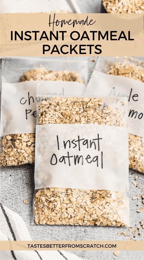 Discover how to make homemade instant oatmeal packets for a simple and healthy breakfast. Perfect for toddlers and busy mornings, these easy breakfast packs are a lifesaver. Click for the best recipe and enjoy a nutritious start to your day! Diy Instant Oatmeal Cups, Make Your Own Instant Oatmeal, Oatmeal Mixes Diy, How To Flavor Oatmeal, Make Ahead Breakfast Oatmeal, Homemade Oatmeal Recipes Breakfast, Make Your Own Oatmeal Packets, What To Add To Plain Oatmeal, Homemade Oatmeal Healthy