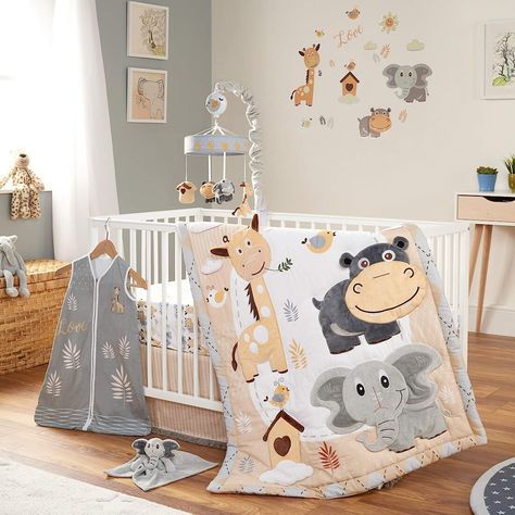 Amazon.com: OBERLUX Crib Bedding Set for Boys and Girls, 8 Piece Baby Nursery Bedding Crib Set, Jungle Animal Safari Theme, Gray/Tan/White : Baby Nursery Themes Neutral, Cot Bedding Sets, Baby Cot Bedding, Baby Crib Bedding Sets, Babies Room, Trendy Baby Nursery, Animal Safari, Baby Crib Bedding, Baby Rooms