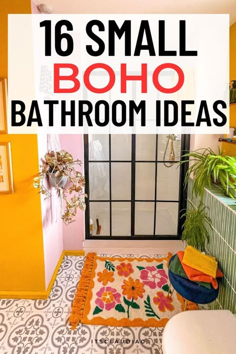 WOW these are the trendiest boho bathroom decor ideas you need to see this year. I’ve been looking to improve my bathroom and this was super helpful! Small Boho Bathroom Ideas, Small Boho Bathroom, Colorful Boho Bathroom, Boho Chic Bathroom, Boho Decorating, Bohemian Decor Inspiration, Boho Bathroom Ideas, Bohemian Diy, Boho Apartments