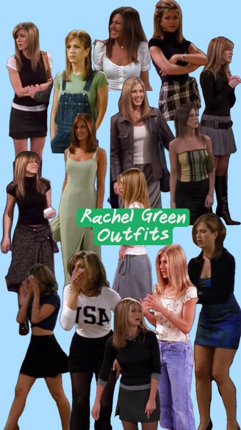 All Of Rachel Green Outfits, Rachael Green Aesthetic, Rachel Green And Monica Geller Outfits, Rachel Green Fashion Outfits, Rachel Green Style Inspiration, Rachel Green Season 1 Outfits, Rachel Green Outfit Inspiration, Friends Season 1 Outfits, Rachel Green Tattoo