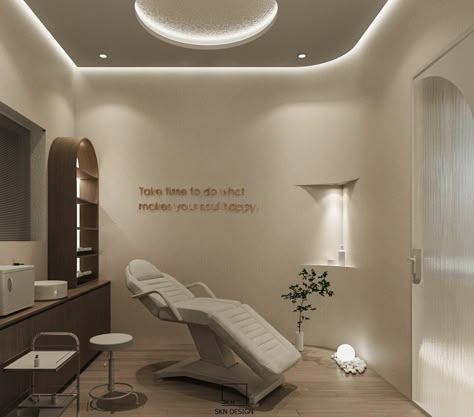 Aesthetic Spa Waiting Room, Consultation Room Design Medical, Lash Artist Room Set Up, Aesthetician Clinic Design, Boutique Spa Interior, Laser Studio Design, Med Spa Injection Room, Salon Lobby Decor, Physio Room Design