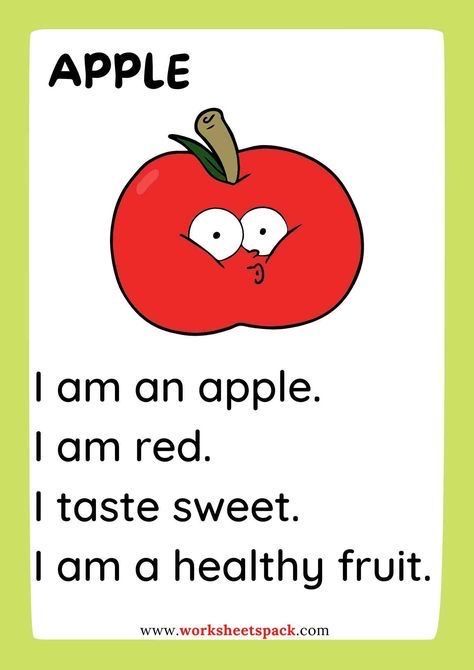 Reading For Kids Worksheets, Reading Practice For Kids, English Words For Kids, Fruits Printable, Rhyming Poems For Kids, Preschool Reading Activities, Reading Practice Worksheets, English Poems For Kids, Phonics Reading Passages