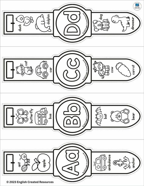 Alphabet Watches - English Created Resources Abc Review Preschool Worksheets, Preschool Abc Crafts, Alphabet Watches Free Printable, Alphabet Pre K Activities, Easy Letter A Crafts For Preschool, English Alphabet Activity For Kids, English Coloring Worksheets, Letter A Craft For Preschool, Letter F Craft Preschool