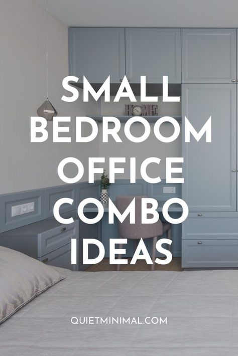 small bedroom office combo ideas Bedroom Office Combo Layout Small Spaces, Minimalist Bedroom And Office, Minimalist Study Room Design, Box Room Office Bedroom, Dining Office Combo Small Spaces, Small Home Office Bedroom Combo, Wardrobe And Desk Combo, Bedroom Office Combo Small Layout, Guest Bedroom Office Combo Small Layout