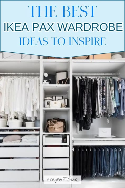 Get inspired with our latest blog post on Ikea Pax Wardrobe Ideas For the Closet of Your Dreams. Find out how to create an Ikea Walk In Wardrobe with our top Pax Wardrobe Ideas and Ikea Closet Ideas. Transform your closet into a dream space that's perfectly organized and effortlessly stylish with these innovative solutions. Ikea Pax Wardrobe Inside Closet, Pax Layout Ideas, Pax Open Wardrobe Ideas, Best Pax Wardrobe Layout, Ikea Closet Ideas With Doors, Moody Closet Ideas, Pax Layout, Pax Wardrobe Ideas Small Spaces, Pax Wardrobe Layout