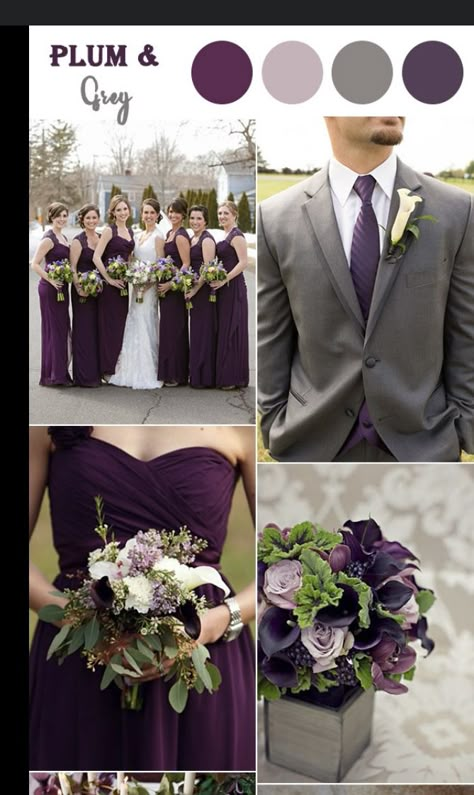 Gray Wedding Colors, Romantic Fall Wedding, Plum Wedding, Wedding Color Combos, Purple Wedding Theme, Wedding Colors Purple, Purple Stuff, Lilac Wedding, Wedding Color Inspiration