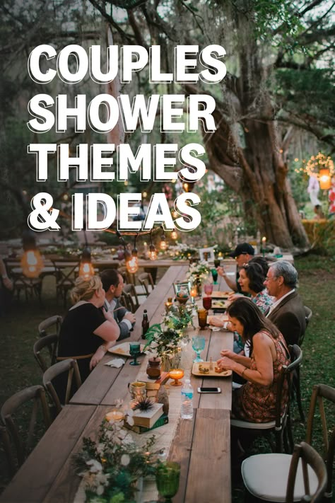 Groom And Bride Shower Ideas, Bridal Shower Themes Coed, Outdoor Couples Shower Ideas, Summer Couple Shower Themes, Unisex Bridal Shower Ideas, Wedding Shower After Wedding, Fall Couple Wedding Shower Ideas, Mixed Bridal Shower Ideas, Bridal Shower Ideas Couples