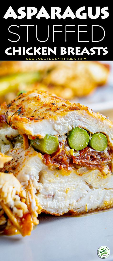 Asparagus-stuffed Chicken Breasts Chicken Stuffed With Asparagus, Eat More Chikin, Stuffed Meat, Asparagus Stuffed Chicken, Rolled Chicken Breast, Asparagus Stuffed Chicken Breast, One Pan Recipe, Chicken Breasts Recipe, Pound Dropper