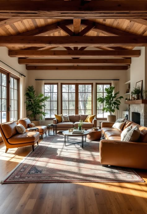 Rustic Living Room Dark Wood Beams On Ceiling Living Room, Exposed Wood Beams Living Room, Wood Ceiling Beams Living Room, Ranch Living Room Decor, Wood Ceilings Living Room, Wood Beams On Ceiling Living Room, Wood Beam Ceiling Living Room, Living Room With Wood Beams, Natural Wood Living Room