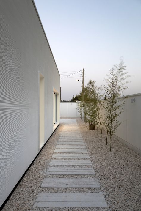 Gallery of Mint House / White on White Studio - 14 Landscaping White House, Cement House Exterior, Side Of House Ideas, White Minimalist House, Cement House Design, Minimal Landscape Design, Minimalistic Garden, Mint House, Outdoor Minimalist