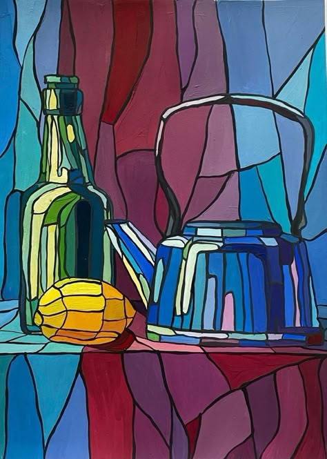 Distorted Still Life, Cubism Still Life Painting, Abstract Art Still Life, Still Life Art Ideas, Still Life Artwork, Cubist Still Life, Contemporary Still Life Painting, Still Life Cubism, Still Life Painting Abstract