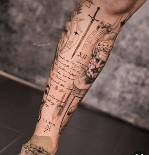 Lost In Time Tattoo, Form Arm Tattoo, Men’s Full Sleeve Tattoo, Quad Tattoo For Men, Tattoo Sleeve Men Arm, Voll Arm-tattoos, Natur Tattoo Arm, Simple Leg Tattoos, Mens Body Tattoos