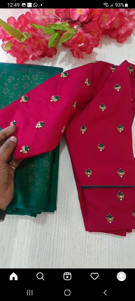 Maggam Work Buti Designs, Simple Maggam Work Buties, Buties Work Blouse, Small Buties Maggam Work, Butties Maggam Work, Simple Wedding Blouse Designs, Buti Design, Blouse Designs Aari Work, Pink Blouse Designs