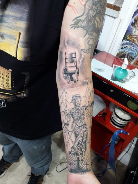 And Justice For All Tattoo, Metallica Tattoo Sleeve, Metallica Tattoo Ideas, Heavy Metal Tattoo Ideas, Metal Band Tattoos, Heavy Metal Tattoo, Metal Tattoos, Slipknot Tattoo, Metallica Tattoo