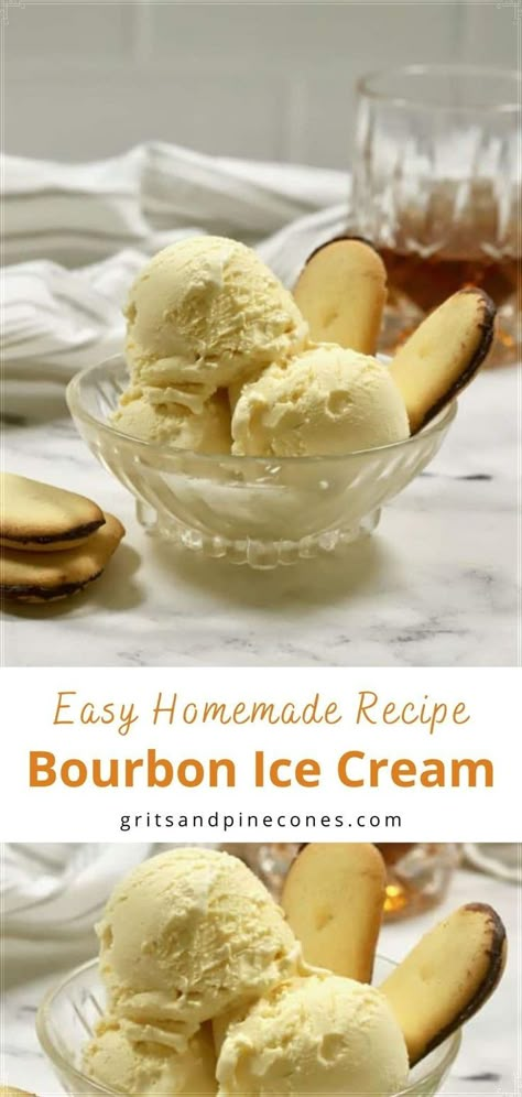 Bourbon Ice Cream, Homemade Bourbon, Homemade Ice Cream Recipes Machine, Sherbet Recipes, Ice Cream Recipes Machine, Bourbon Cream, Old Fashioned Ice Cream, Ice Cream Maker Recipes, Homemade Vanilla Ice Cream