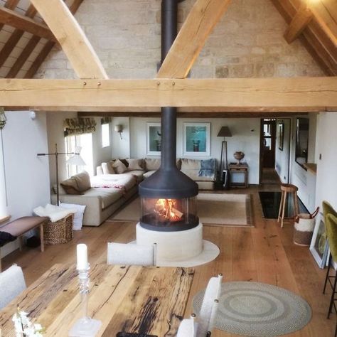 Barn Conversion Interiors, Design Camino, Urban Loft, A Frame House, Home Fireplace, Cabins And Cottages, Fireplace Design, Cabin Homes, Wood Burning Stove