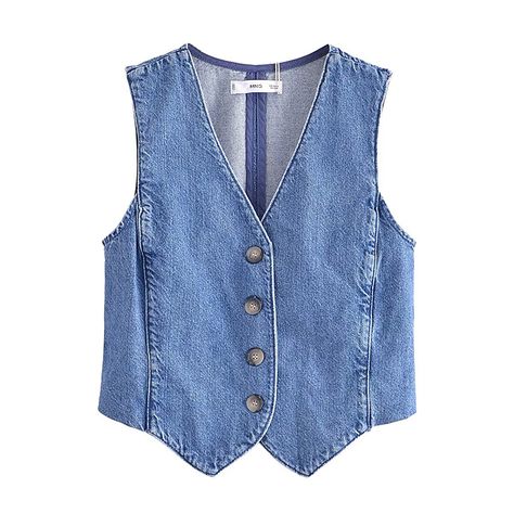 Womens Denim Vest, Denim Waistcoat, Vest Set, Korean Fashion Women, Sleeveless Jacket, Vest Fashion, Solid Clothes, Sleeveless Vest, Outerwear Coats