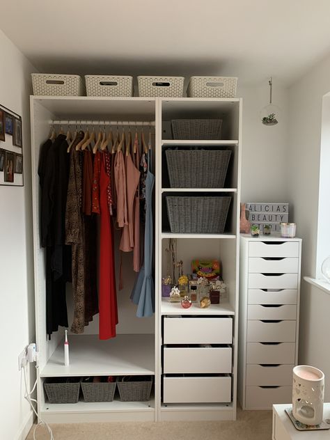 Ideas For Wardrobe Storage, Small Cupboard Design, Wardrobe For Small Bedroom, Closet With Dresser Inside, Small Bedroom Wardrobe Ideas, Small Wardrobe Storage, Bedroom Bedside Table Ideas, Cupboard Ideas Bedroom, Small Closet Hacks