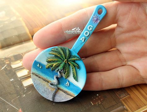 India GOA Tourist Travel Souvenir Spoon Shaped 3D Resin Decorative Fridge Magnet Craft GIFT IDEA 3d Fridge Magnets, Decorative Fridge, Magnet Crafts, Fabric Flower Tutorial, Goa India, Clay Inspiration, Fabric Flower, Fridge Magnet, Beach Theme