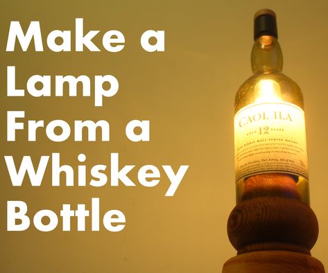 Make a Lamp From a Whiskey Bottle: I was given an empty whiskey bottle by a friend who said he wanted to make a lamp out of it but didn't know where to start, so of course I offered to help. I wanted to use reclaimed materials as much as possible on this build so I opted to adapt an … Whiskey Bottle Crafts, Old Liquor Bottles, Liquor Bottle Lights, Diy Bottle Lamp, Homemade Lamps, Empty Liquor Bottles, Liquor Bottle Lamp, Liquor Bottle Crafts, Make A Lamp