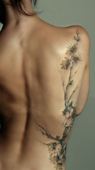 Beautiful Side Tattoos, Hip Thigh Tattoos, Watercolour Flower, Tattoo Back, Women Tattoos, Unalome Tattoo, Spine Tattoos For Women, Flowers Tattoo, Side Tattoos