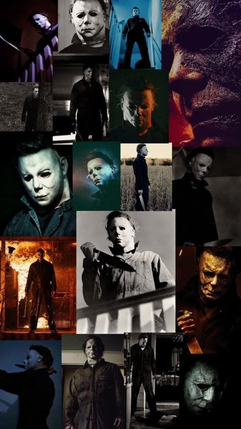 Jason Michael Freddy, Michele Myers Wallpaper, Michael Myers Background, Michael Myers Collage, Horror Movie Background Wallpapers, Micheal Myers Wallpaper Iphone, Horror Aethstetic Wallpaper, Horror Lockscreen Wallpaper, Scary Lockscreen