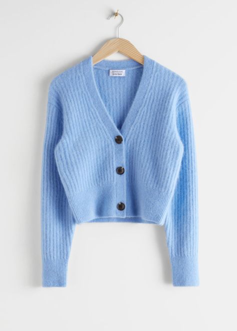 Wool Blend Cardigan - Light Blue - Cardigans - & Other Stories Parisian Winter Style, Cardigan Rosa, Light Blue Cardigan, Blue Cardigan, Pullover Sweater Women, Aesthetic Clothing, Knitted Cardigan, Fashion Story, 로고 디자인