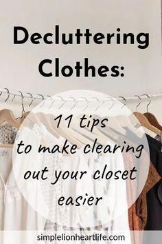 11 tips to help make clearing out your closet easier. If you want to be ruthless when decluttering clothes, these 11 tips will help! Decluttering Clothes, Decluttering Home, Declutter Closet, Decluttering Inspiration, Clutter Control, Declutter Challenge, Declutter Home, Getting Rid Of Clutter, Decluttering Ideas