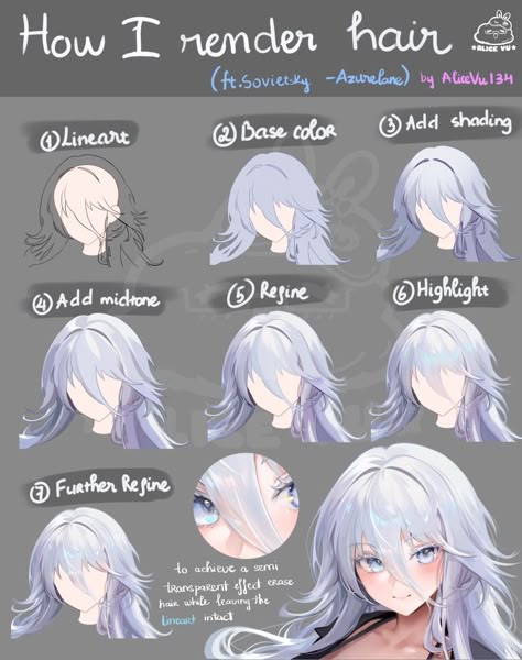 Tutorial Sobre Arte Digital, Digital Art Tutorial Beginner, V Model, Pelo Anime, الفن الرقمي, Drawing Hair Tutorial, Digital Painting Techniques, Concept Art Tutorial, Paint Brush Art