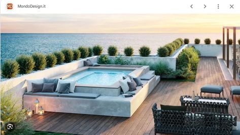 Design Per Patio, Kleiner Pool Design, Moderne Pools, Hot Tub Patio, Balcony Pool, Swimming Pool Architecture, Rooftop Design, Pool Landscape Design, Swimming Pool House