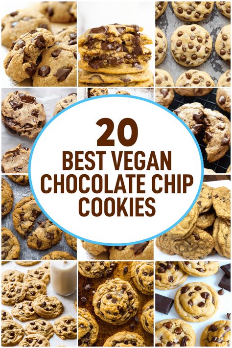 Checkout our recipe roundup of 20 Best Vegan Chocolate Chip Cookies! Craving a classic chocolate chip cookie recipe, but looking for something vegan-friendly? Y Vegan Choc Chip Cookies, Chocolate Chip Vegan Cookies, Vegan Soft Chocolate Chip Cookies, Vegan Double Chocolate Chip Cookies, Gooey Vegan Chocolate Chip Cookies, Vegan Chocolate Chip Cookie Recipe, Yummy Cheesecake, Easy Vegan Dessert, Vegan Chocolate Chip Cookies