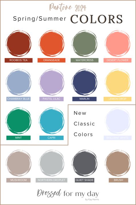 The Trending COLORS of Spring/Summer 2024 - Dressed for My Day Spring Pantone, Summer Color Trends, Trending Colors, Spring Color Palette, Summer Shades, Summer Color Palette, Color Trends Fashion, Spring Summer 2024, Spring Fashion Trends