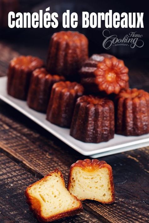 Canele Recipe, French Custard, New Years Eve Dessert, French Dessert, French Desserts, French Recipes, Thanksgiving Food, French Pastries, French Food