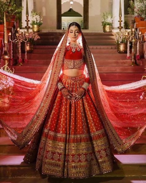 What To Wear When: Red Bridal Lehenga Vs Ivory Bridal Lehenga! | WeddingBazaar Lehenga Colours, Red Wedding Lehenga, Latest Bridal Lehenga Designs, Baju Kahwin, Latest Bridal Lehenga, Wedding Lehenga Designs, Indian Bride Outfits, Indian Bridal Lehenga, Bridal Lehenga Red