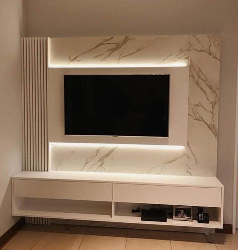 Tv Wall Design Modern Tv Rooms, Tv Wall Design Bedroom, Tv Unit Design Modern Bedroom, Small Tv Unit Design Modern, Tv Wall Design Small Space, Living Room Tv Cabinet Designs, Tv Cabinet Design Modern, Luxury Tv Wall, Small Tv Unit